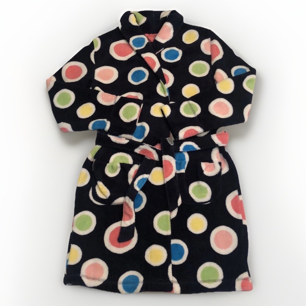 Justice Girls Fleece Bathrobe NWOT Polka Dot Belted Robe Size 12/14